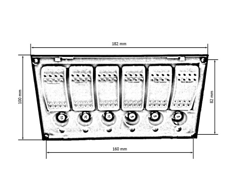 Panel przełączników 12/24V ON-OFF x 6 + bezpieczniki 3 x 5A, 2 x 10A, 15A IP68