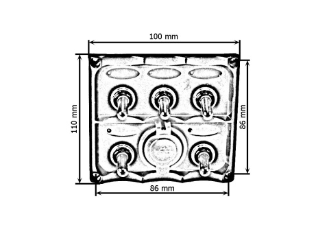 Panel przełączników 12V SPST/ON-OFF x 5 + 2 gniazda USB + 3 bezpieczniki 15A IP68