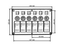 Panel przełączników ON-OFF x 6 + bezpieczniki 3 x 5A, 2 x 10A, 15A + LED x 6
