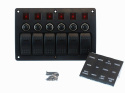 Panel przełączników ON-OFF x 6 + bezpieczniki 3 x 5A, 2 x 10A, 15A + LED x 6