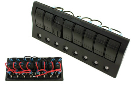 Panel przełączników 12/24V ON-OFF x 7 + 2 gniazda USB 3.1A