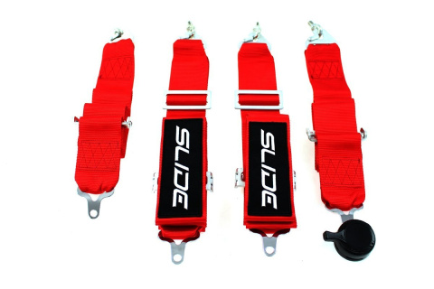 Pasy sportowe 4 punktowe 3" SLIDE QUICK red