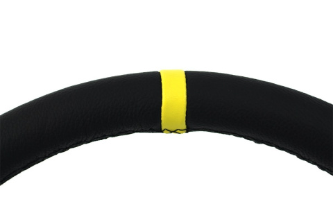 Kierownica sportowa SLIDE 350mm offset 90mm skóra yellow strip