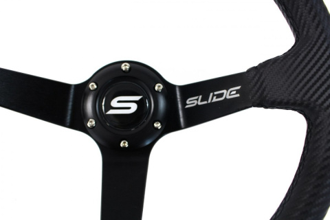 Kierownica sportowa SLIDE 350mm offset 90mm carbon yellow strip