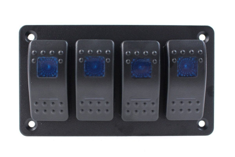Panel przełączników aluminiowy ON-OFF x 4 blue
