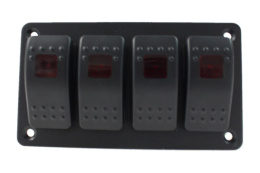 Panel przełączników aluminiowy ON-OFF x 4 red