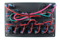 Panel przełączników ON-OFF x 10 + gniazdo zapalniczki + gniazdo USB (3.1A) + voltomierz