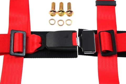 Pasy sportowe 3 punktowe 2" SLIDE red