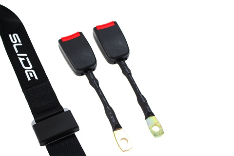 Pasy sportowe 3 punktowe 2" SLIDE napinacz + mocowania black