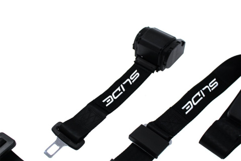 Pasy sportowe 3 punktowe 2" SLIDE napinacz + mocowania black