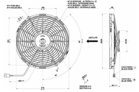 Wentylator SPAL tłoczący 305mm