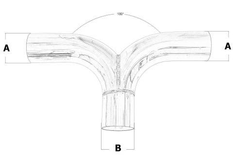 Y-Pipe trójnik wydechowy 180 st 70 - 76mm 304SS