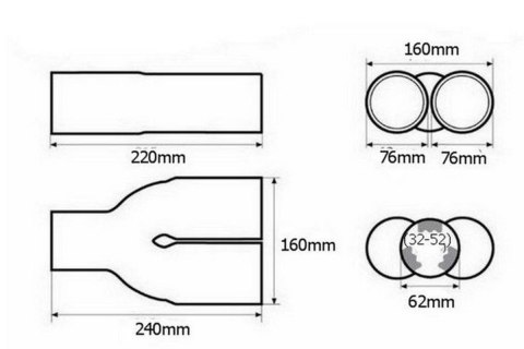 KOŃCÓWKA TŁUMIKA 2x76mm BM SPORT