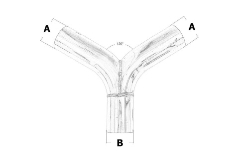 Y-Pipe trójnik wydechowy 120 st 51 - 60mm 304SS