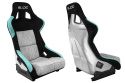 Fotel sportowy Slide KS2 Premium Black & Mint & Quilted Grey Welur Silver Glitter