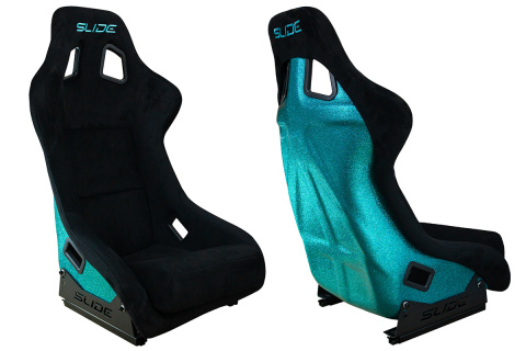 Fotel sportowy Slide KS2 Premium Black Welur Turquoise Glitter