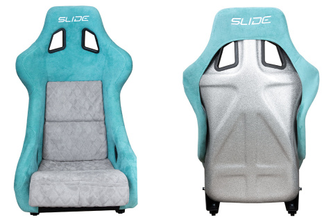 Fotel sportowy Slide KS2 Premium Mint & Quilted Grey Welur Silver Glitter