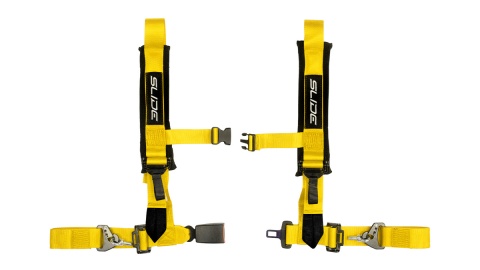 Pasy sportowe 4 punktowe 2" Slide V2 żółty E4