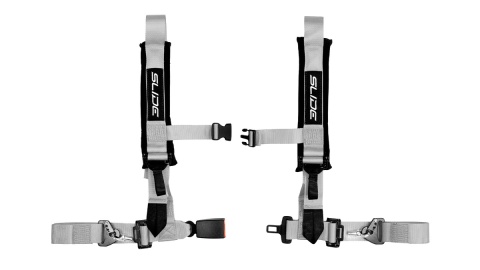 Pasy sportowe 4 punktowe 2" Slide V2 srebrne E4