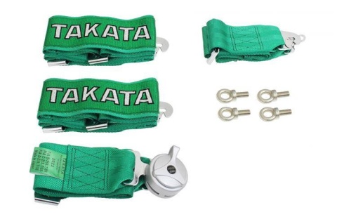 Pasy sportowe szelkowe 4 punktowe 3" Takata green